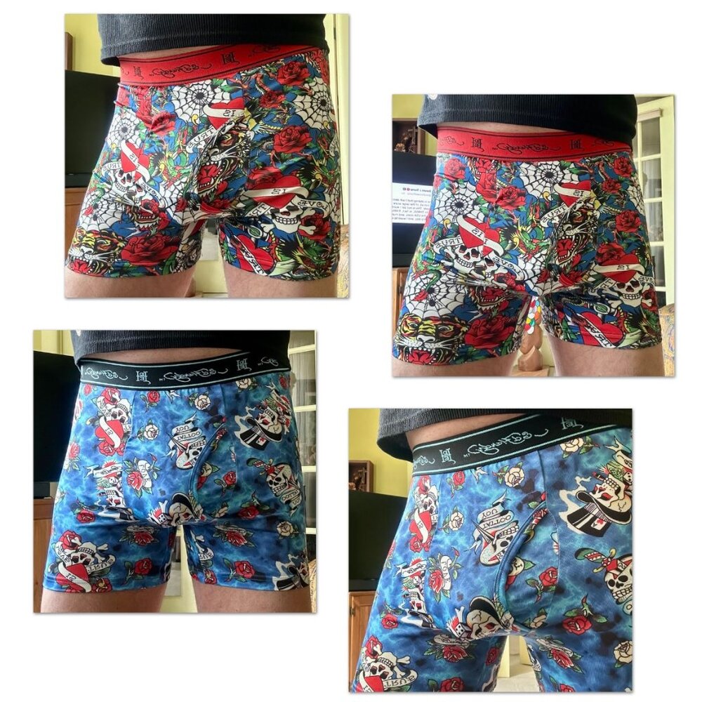 Brand New ED HARDY Multi-Color TATTOO Performance BOXER BRIEFS Size M